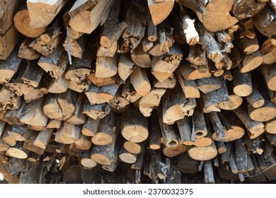 Stacks of Firewood. Preparation of firewood for the winter. Pile of Firewood.Firewood background - Shutterstock ID 2370032375
