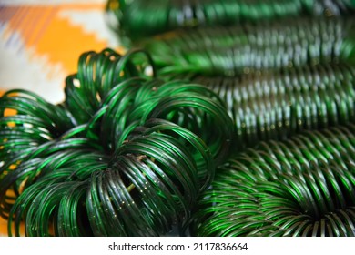 Stacks Of Green Bangles For Sale At Agra Market Uttar Pradesh India