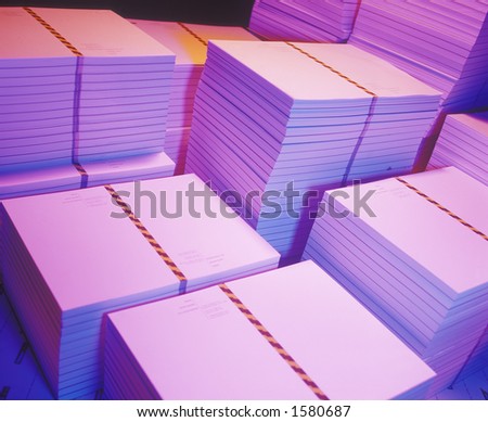 Stacks of printed paper