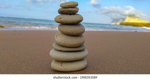 Stacks of stones in beach
