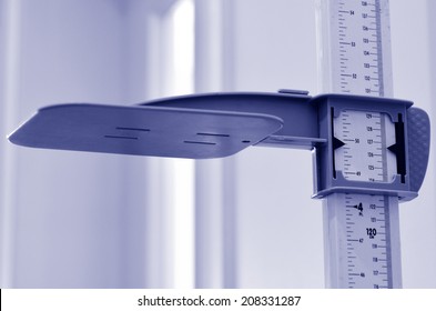 Stadiometer - Human Height Measuring Devices. Close Up. Concept Photo Of Medical, Lifestyle, Height And Growth.