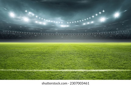 Stadium, 3d, Rendering, soccer, lights - Shutterstock ID 2307003461