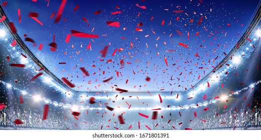 Stadium with fan crowd . Mixed media - Powered by Shutterstock