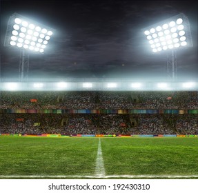 Stadium With Fans The Night Before The Match