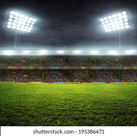 Stadium With Fans The Night Before The Match