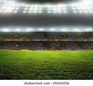 Stadium With Fans The Night Before The Match