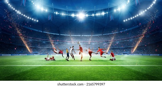 stadium and football players, 3d rendering - Shutterstock ID 2165799397