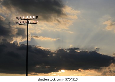 Stadium Lights At A Local High School Football Field