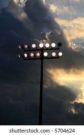 Stadium Lights In A Local High School Football Field