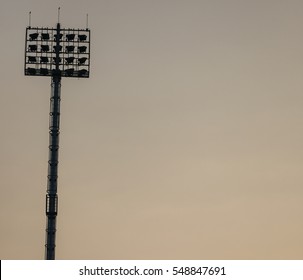 Stadium Lights Turned Off And A Beautiful Sunset In The Background