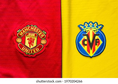 Stadium Miejski W Gdańsku, Gdańsk City, Poland. May 8, 2021. Manchester United Vs Villarreal CF Jerseys. Concept: UEFA Europa League Finał Teams. 