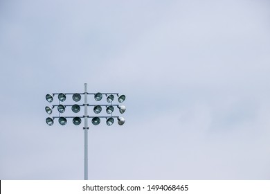 Stadium Night Lights For Football, Soccer Or Baseball Game Located At Local High School Campus