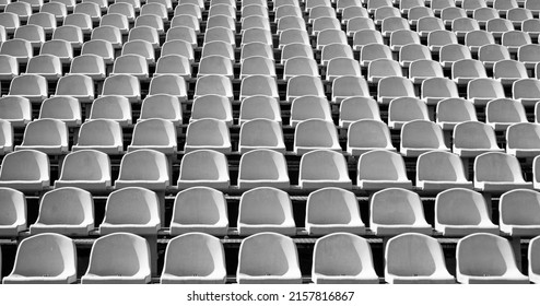 Stadium Seat With Nobody On Empty Sport Arena, Football