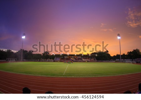 Stadium with sunset