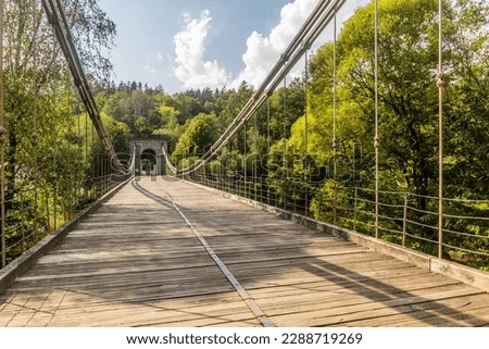 Stadlecky retezovy most (Stadlec chain bridge) over Luznice river, Czech Republic
