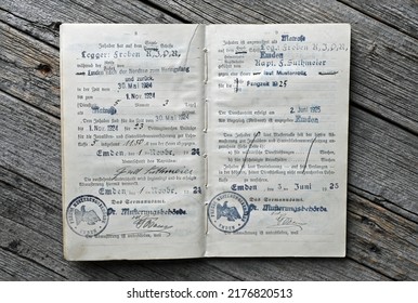 Stadthagen, Germany - July 10, 2022: A Herring Trawler's Log Book From The 1920s, Issued In Emden