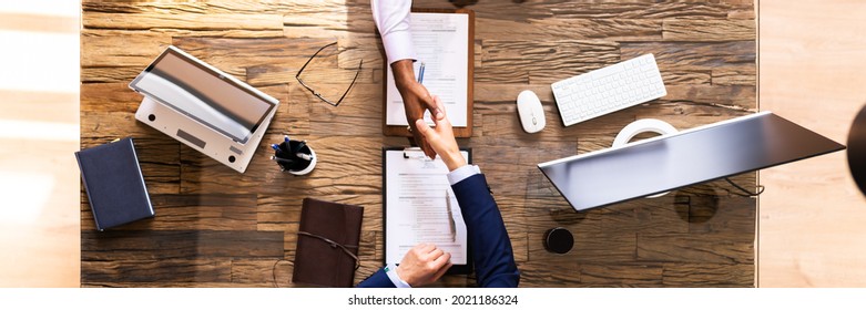 Staffing Interview In Office. Law Recruiter Meeting Handshake - Shutterstock ID 2021186324