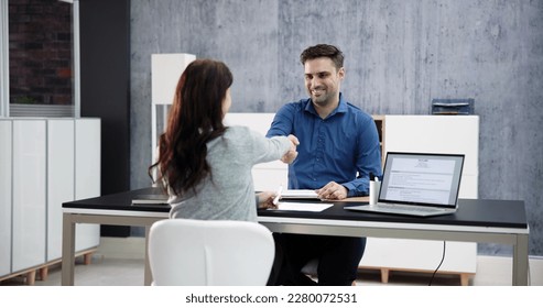 Staffing Interview In Office. Law Recruiter Meeting Handshake - Shutterstock ID 2280072531