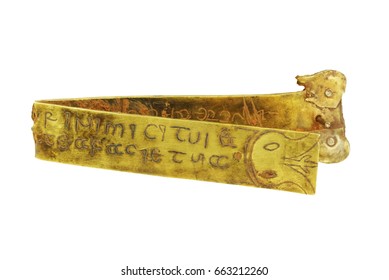 Staffordshire Hoard, largest hoard of Anglo-Saxon gold ever found Inscription