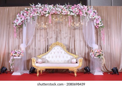 Stage Decoration With Flowers An Indian Traditional Wedding Setup