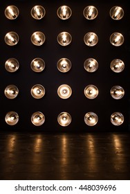 Stage Floor Background With Light Bulbs