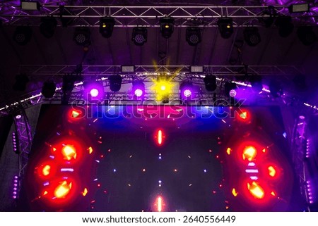 Stage with LED Screen and Multi-Colored Lighting Setup