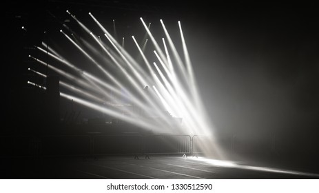 Stage light testing before an indoor concert show.
