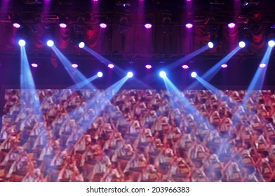 Stage lighting effect in the dark, close-up pictures 