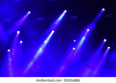 Stage lights. Light projectors in the dark - Shutterstock ID 501816886