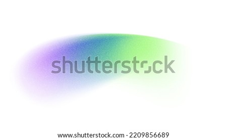 Stain of green and blue color. White background with grainy colorful gradient stripe with spray effect.