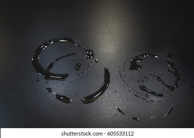 stain water of glass on black table