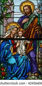 Stained Glass With Holy Family