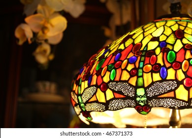 Stained Glass Lamp In The Room