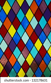 Stained Glass With Multi-colored Diamond Pattern