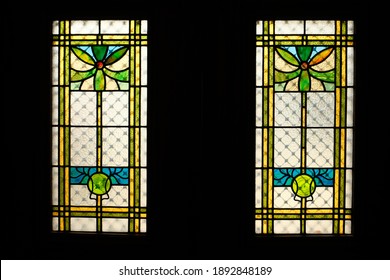 Stained Glass Window Of Classical House