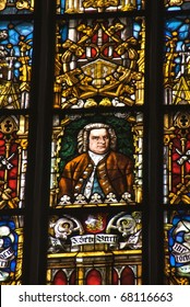 Stained Glass Window Depicting J.S. Bach, St. Thomas Church, Leipzig, Germany