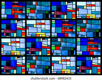 Stained Glass Window Pattern With A Blue Tone