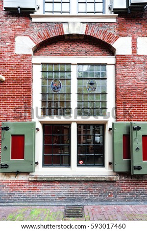 Similar – Image, Stock Photo Red wall with lattice window