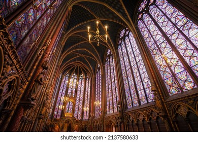 Stained glass windows of Saint Chapelle, old medieval church of 13c., Paris France - Powered by Shutterstock