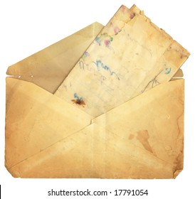 Stained Vintage Letter And Envelope. Room For Your Own Text.