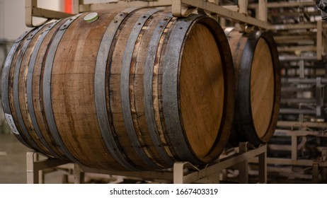 Stained Wine Barrels In Napa Valley