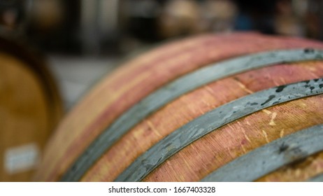 Stained Wine Barrels In Napa Valley