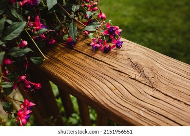 Stained Wood Deck With Flowers