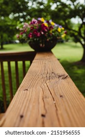 Stained Wood Deck With Flowers