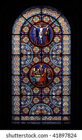 Stained-glass window in the Basel Munster (Switzerland).