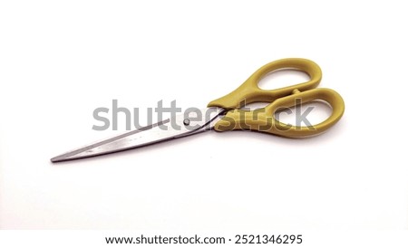 Stainles scissors with lime color handle for cut papers