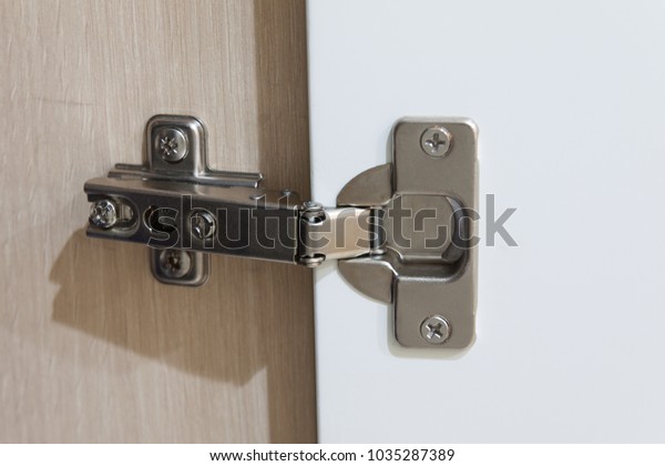 Stainless Door Hinges On Cabinet Door Stock Image Download Now