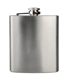 Stainless Hip Flask Isolated On A White Background