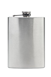 Stainless Hip Flask Isolated On White Background