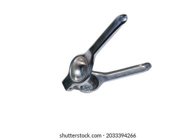 Stainless Lemon Squeezer Isolated On White Background 